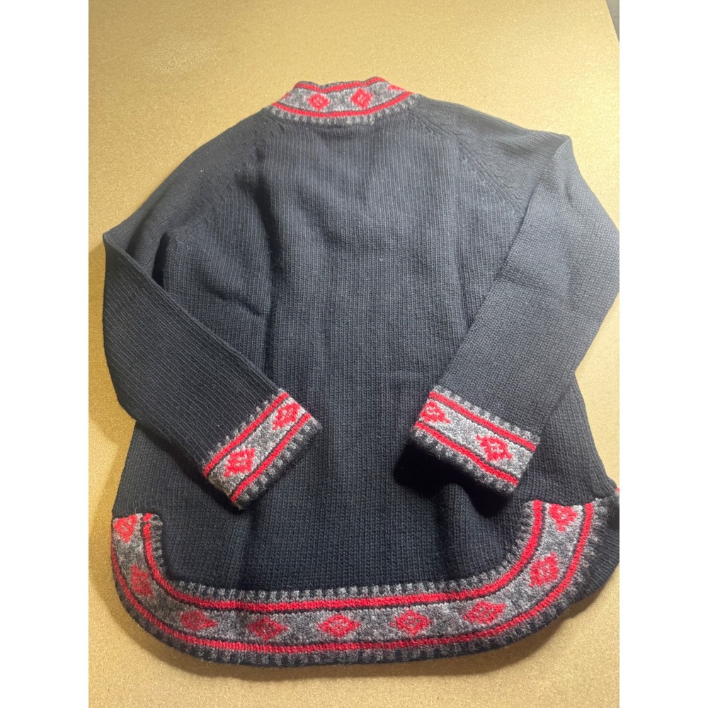 vtg Polo Jeans Co Ralph Lauren Wool Blend Lace Up Fair Isle Sweater Navy Red M - Picture 4 of 8